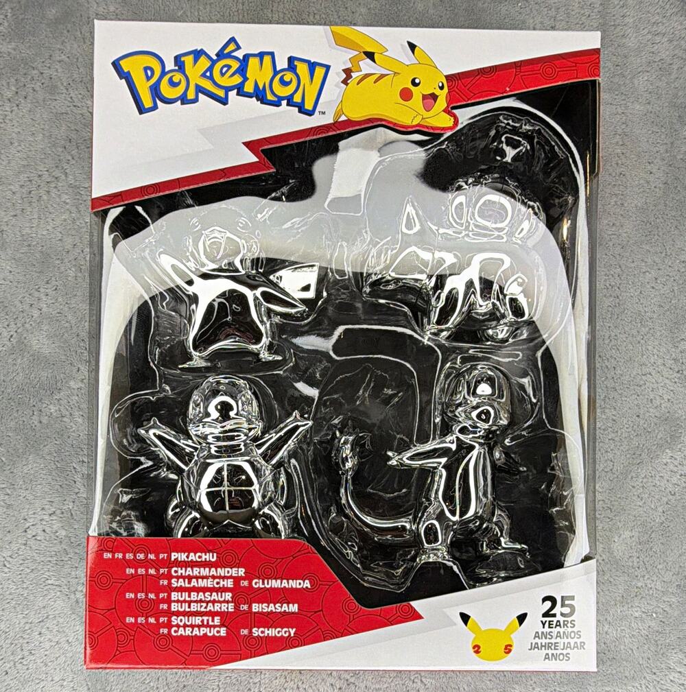 Pokémon 25 Years 4-Figure Set Pikachu Charmander Bulbasaur Squirtle Boxed